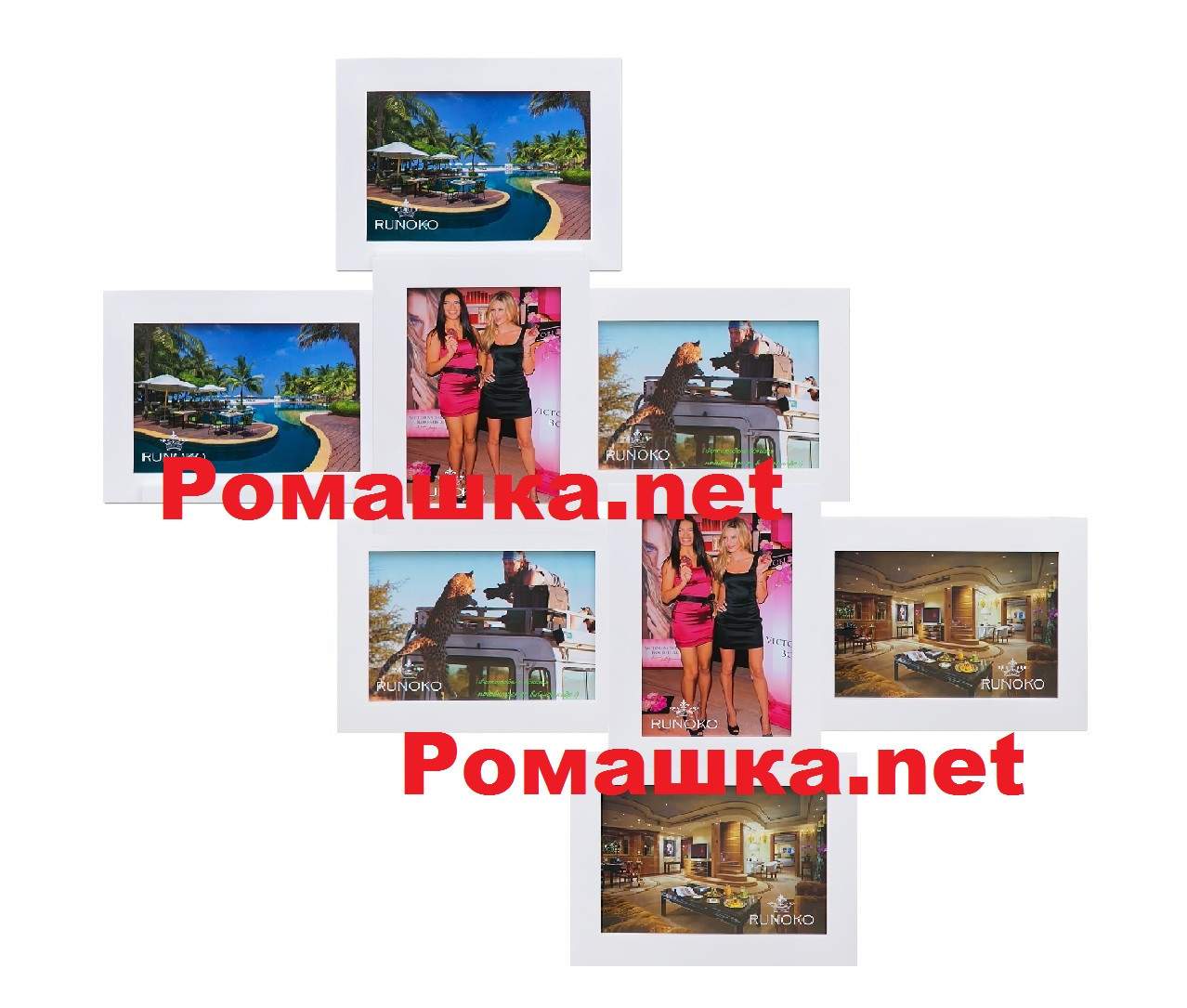 Фото рамки 8 фото (дерево) 65*65см ( фоторамка колаж ) ФР0016