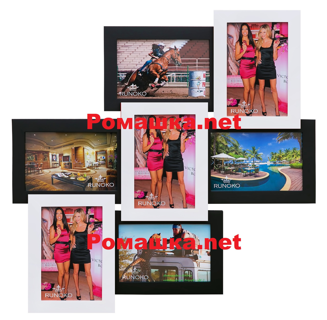 Рамки для 7 фотографій (дерево) 50*50 см ( фоторамка колаж ) ФР0018