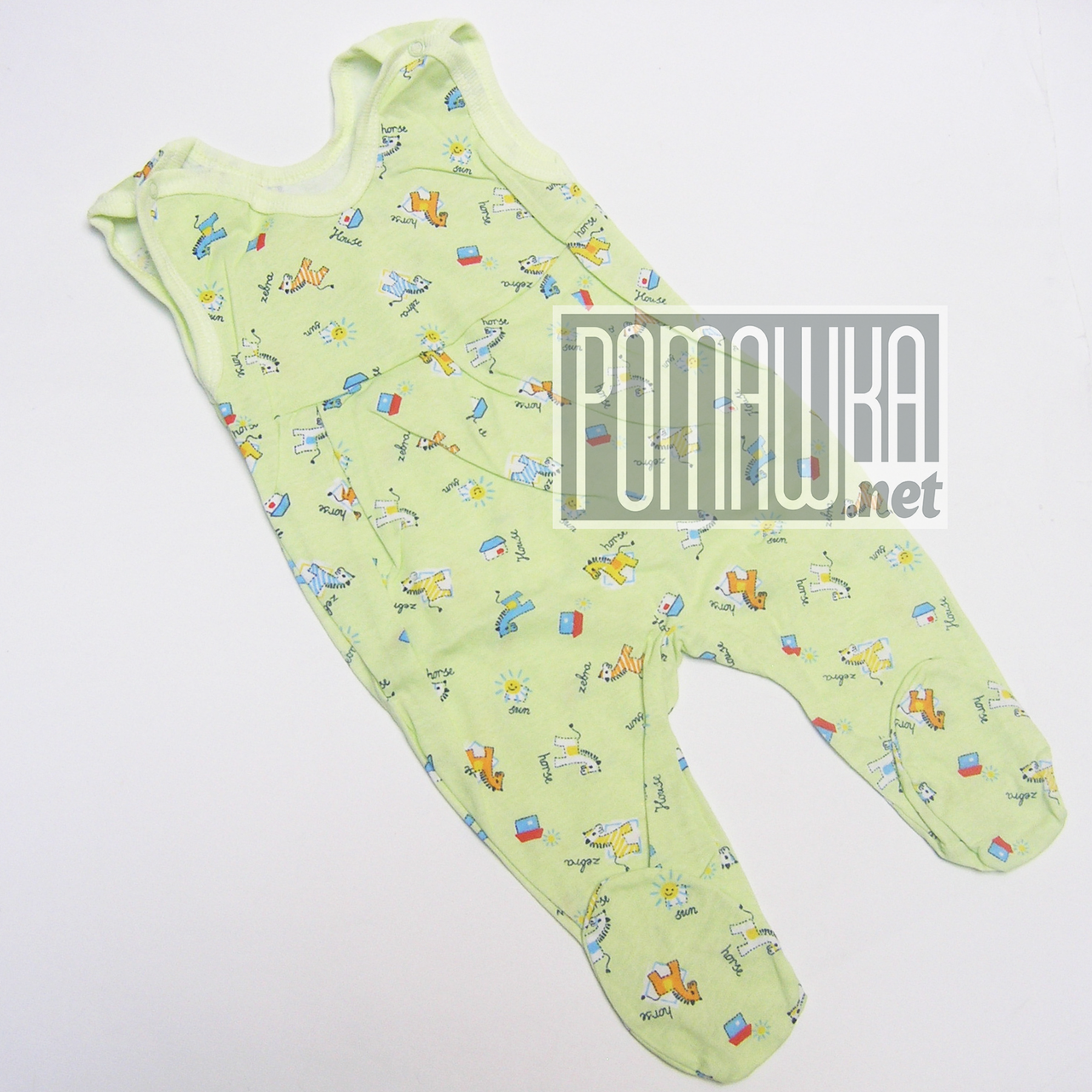 Дитячі тонкі високі повзунки р 68 (3 4 5 місяців) із застібкою на кнопках легкі тканина КУЛІР 4231 Зелений