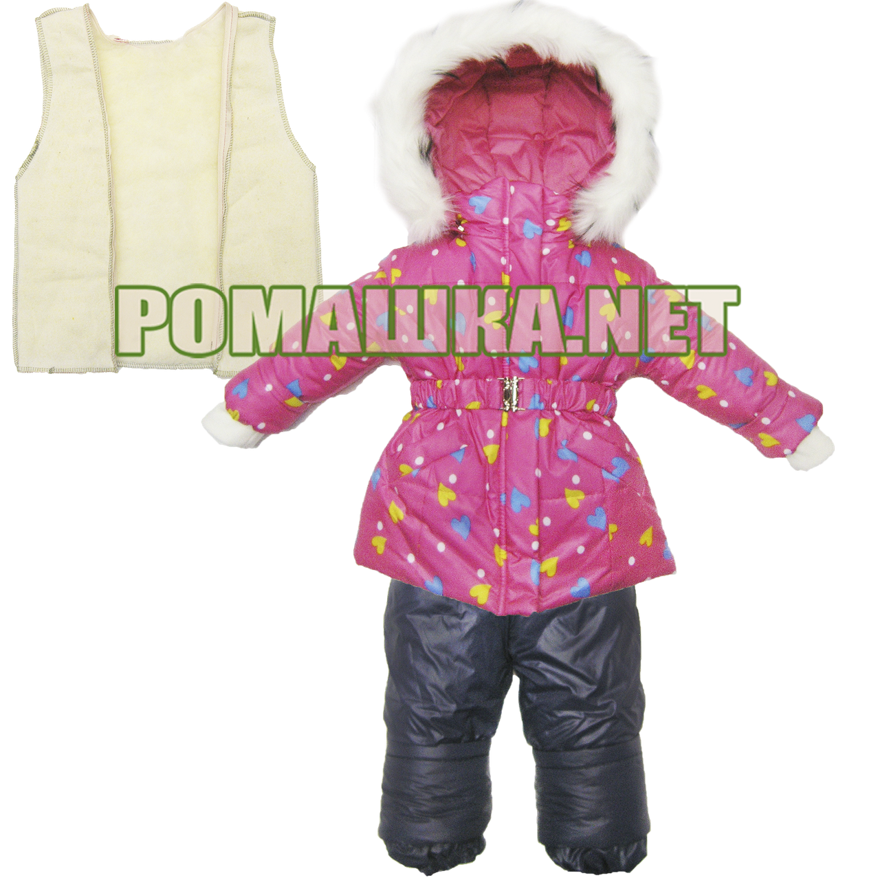 Дитячий р 86 1-1,5 року знімна овчина зимовий термо комбінезон куртка напівкомбінезон штани + фліс дівчинці