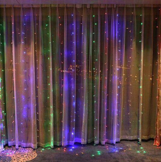 Світлодіодна гірлянда штора Водоспад "каплі роси" 3*2м 240 LED MULTI COLOR з ПУЛЬТОМ