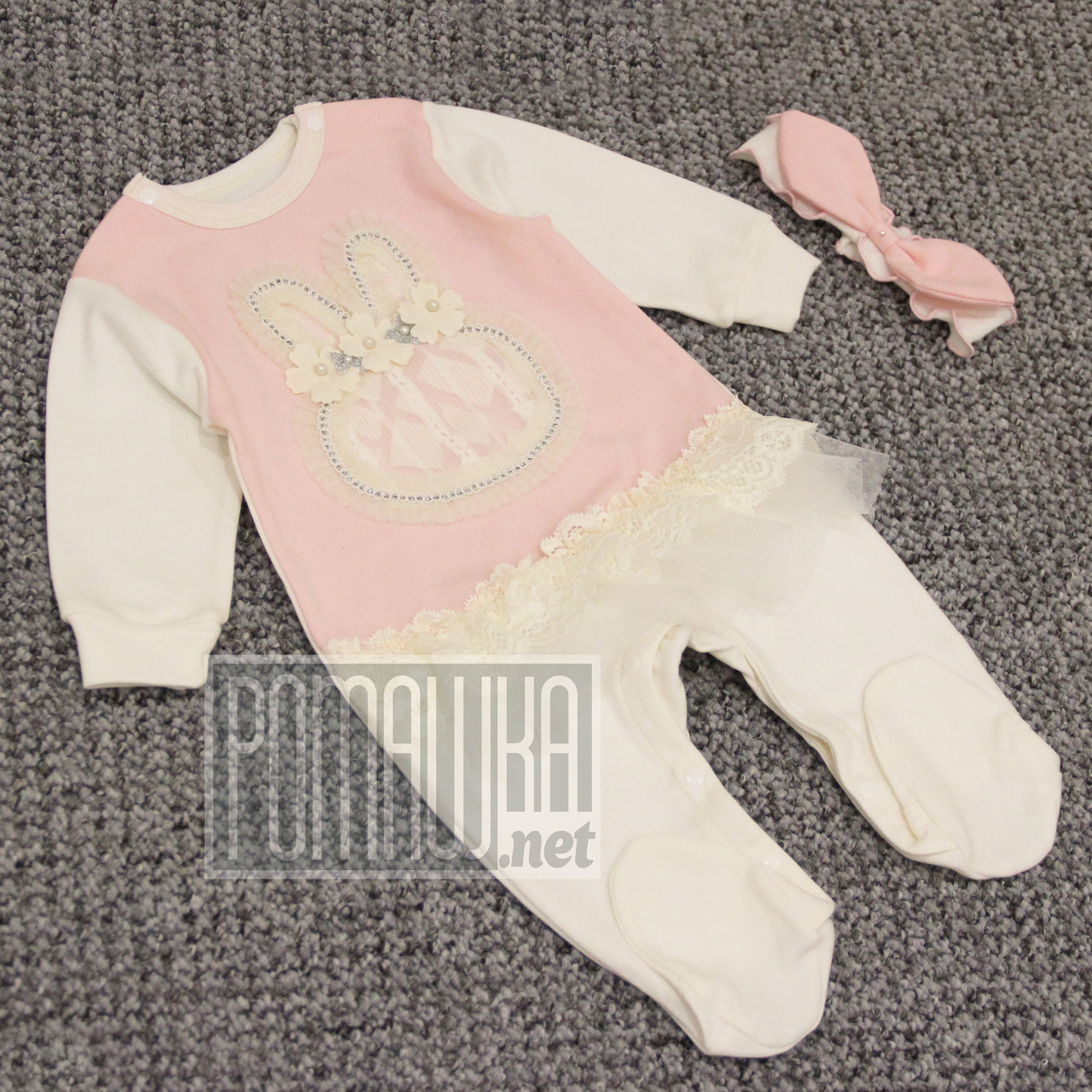 62 1-3 міс демісезонний нарядный чоловічок з пов'язкою для дівчинки на осінь весну святковий 7003 РЗВ, фото 1