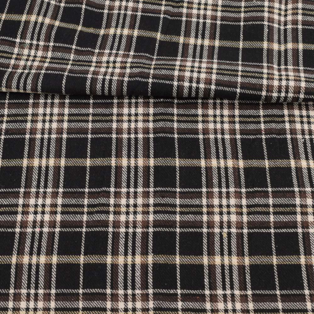 Шотландка чорна в бежево-коричневу клітку, ш.150