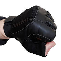 Шкіряні рукавички без пальців AL3002 з текстильними вставками S