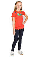 Дитяча футболка вишиванка на дівчинку від виробника червона ЕтноМодерн M-802-2