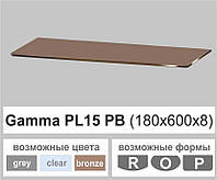 Полка стекло настенная навесная универсальная прямоугольная Commus PL15 PB (180х600х8мм)