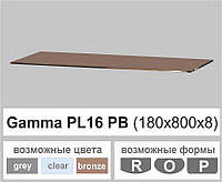 Полки стеклянные настенные навесные прямоугольные Commus PL16 PB (180х800х8мм)