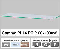 Полки стеклянные настенные навесные прямоугольные Commus PL14 PC (180х1000х8мм)