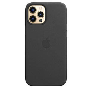 Чехол Apple Leather Case with MagSafe Black для iPhone 12 Pro Max