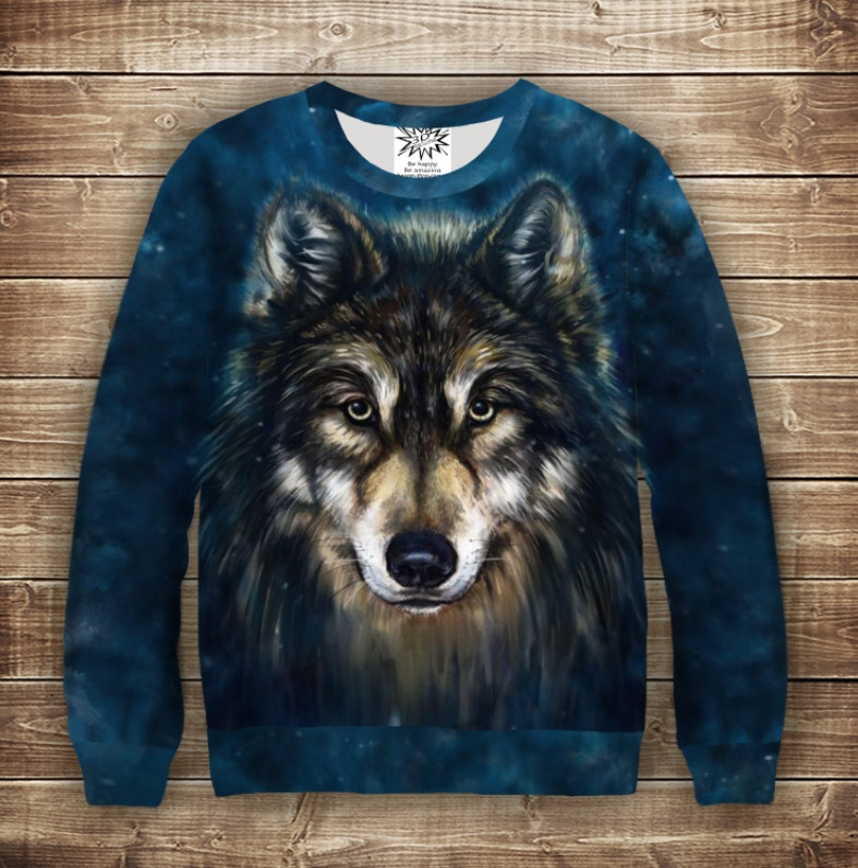 Світшот з принтом Wolf Face. Дорослі і Дитячі розміри