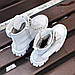 Жіночі зимові чоботи черевики шкіряні з сумочкою на тракторній підошві протекторі білі, фото 3