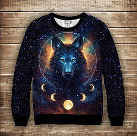 Світшот з принтом Космічний вовк. Дорослі і Дитячі розміри ВСІ Розміри