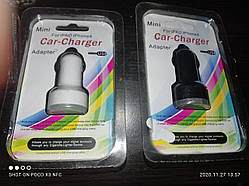 Автомобільний зарядний пристрій у прикурювач Mini Car Charger 2.1 + 1.0 A black/white Super Charge