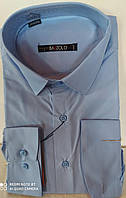 Мужская рубашка голубая Bazzolo приталенная однотонная с длинным рукавом РАЗМЕРЫ S , M L