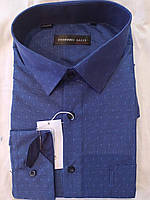 Мужская классическая рубашка синяя в клетку Размеры: 42, Ferrero Gizzi