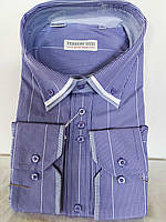 Мужская классическая рубашка Размер 43 сиреневого цвета в мелкую полоску с длинным рукавом Ferrero Gizzi