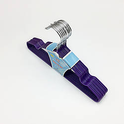 Дитячі тремпеля металеві в силіконовому покритті фіолетового кольору, 10 штук в упаковці