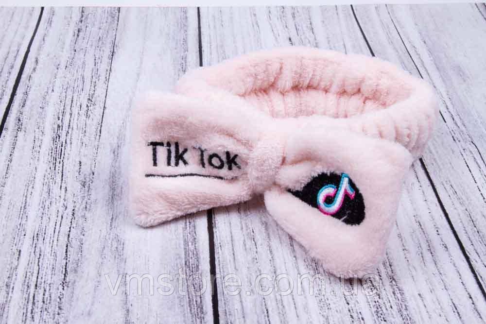 Пов'язка косметична для волосся Tik Tok, бежева пов'язка