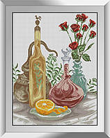 "Натюрморт с розами (квадратные, полная)" Dream Art. Набор для рисования камнями алмазная живопись (31468D)