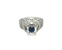 Серебряный мужской перстень Оскал Тигра - мужское кольцо серебряный разъяренный тигр с камнем