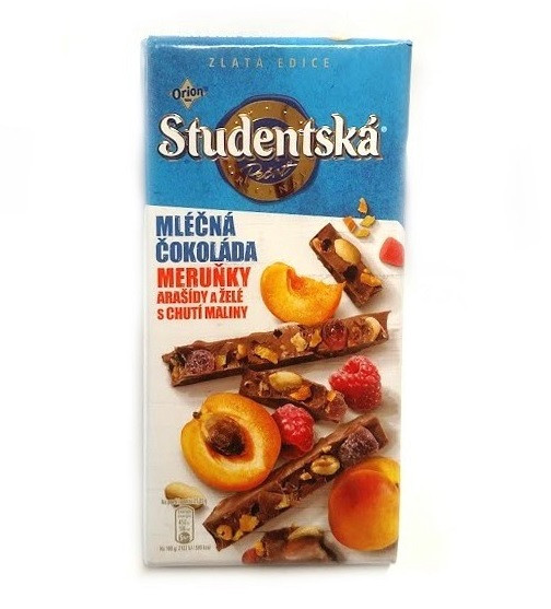 Шоколад молочний Studentska Pecet з абрикосом, малиною та арахісом 170 г Чехія
