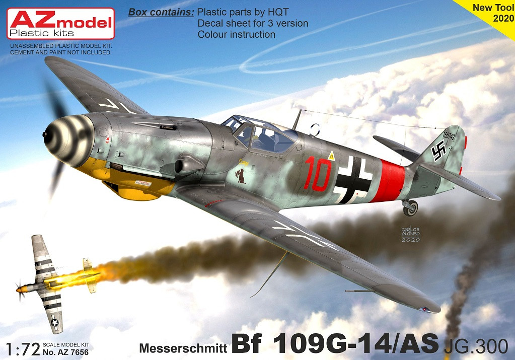 Пластикова модель 1/72 AZ model 7656 Німецький винищувач Messerschmitt Bf 109G-14/AS JG.300, фото 1