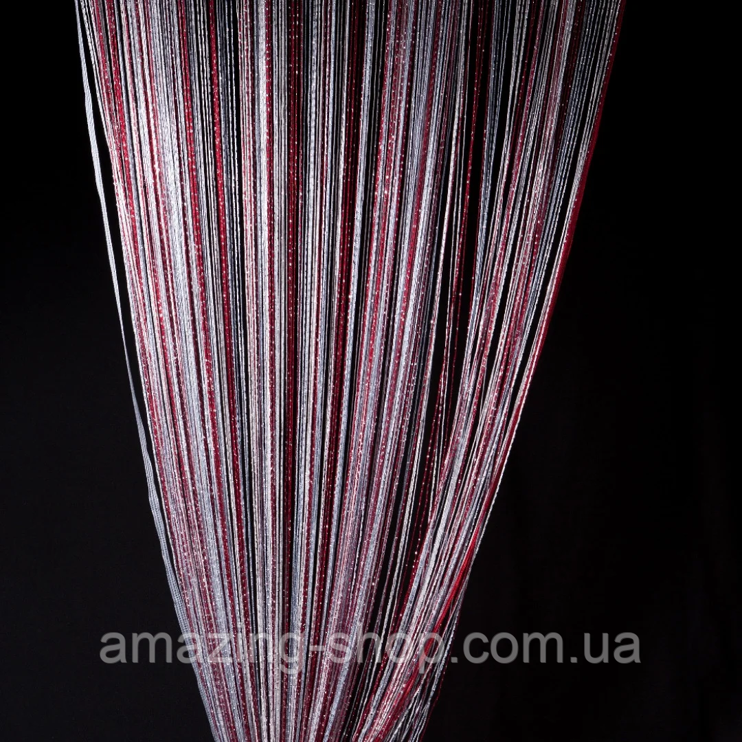 Штори кишею з люрексів Нитяні штори Готові штори з люрексів Якісні шторі Біло-сіро-бордові штори, фото 1