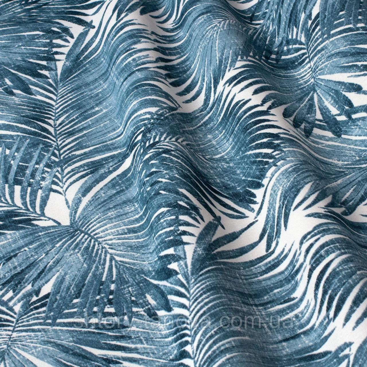 Декоративні тканини синє тропічне листя на білому Туреччина 87849v9