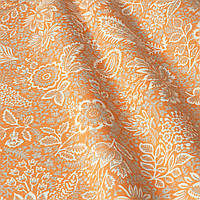 Ткань для штор с тефлоновой пропиткой листва оранжевая Турция, Шторы с цветочным рисунком