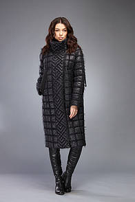 Пуховик жіночий зимовий теплий чорний на ізософті та верблюжій шерсті з капюшоном Marshal Wolf MKMO-85