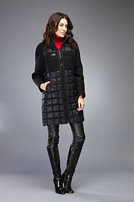 Пуховик жіночий зимовий чорний короткий на ізософті та верблюжій шерсті Marshal Wolf MKMO-84