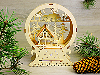 Красивый деревянный ночник «Рождественский домик Санта-Клауса» (2125)
