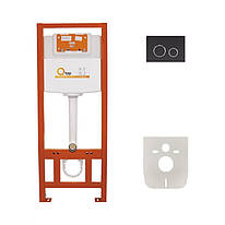 Інсталяція для унітазу Q-tap Nest M425 ST комплект 4 в 1 з панеллю змиву PL M11MBLA