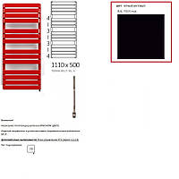 WLWAT111050K9M5E8TS1D Полотенцесушитель электрический Terma WARP T 1110*500 ,цвет RAL 9005 mat (черный мат), подключение E8, Split 600 W