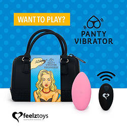 Вібратор в трусики FeelzToys Panty Vibrator Pink з пультом ДУ, 6 режимів роботи, сумочка-чохол