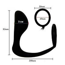 Ерекційне кільце на пеніс + Масажер простати Black Velvets Ring & Plug, фото 3