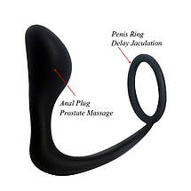 Ерекційне кільце на пеніс + Масажер простати Black Velvets Ring & Plug, фото 5