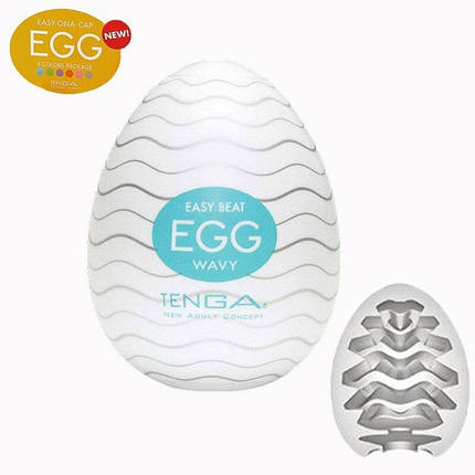 Мастурбатор чоловічий яйце Tenga Egg Wavy + змазка, фото 1