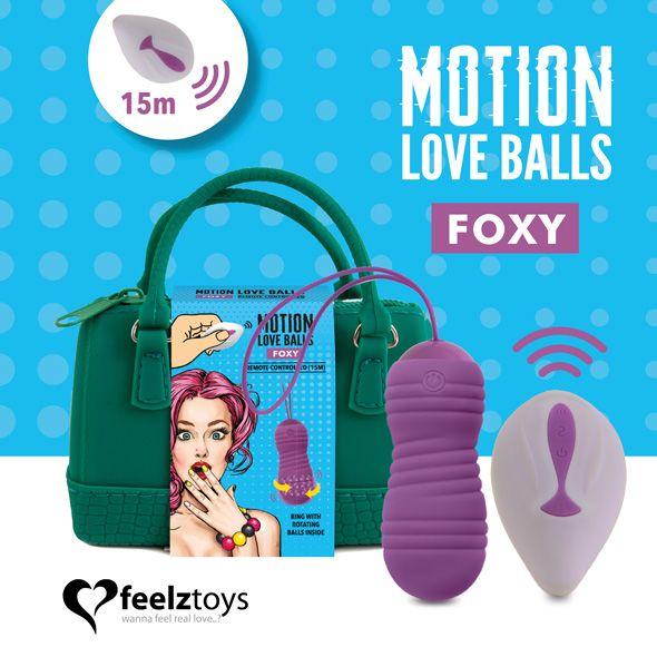 Вагінальні кульки з перловим масажем FeelzToys Motion Love Balls Foxy з пультом ДУ, 7 режимів gigante.com.ua