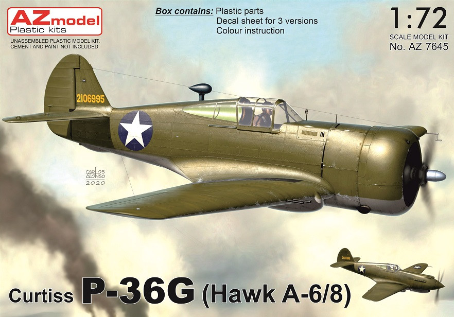 Пластикова модель 1/72 AZ model 7645 Американський винищувач Curtiss P-36G (Hawk A-6/8)