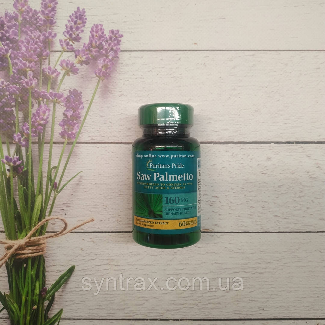 Puritan's pride Saw Palmetto Extract 60 soft 160 mg, екстракт карликової пальми Зі палмето