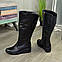 Чоботи чорні шкіряні жіночі на танкетці. Батал, фото 2