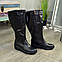 Чоботи чорні шкіряні жіночі на танкетці. Батал, фото 3