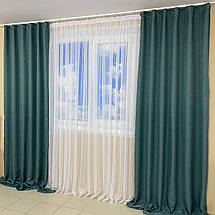 Готові штори Льон рогожка Бірюза, фото 3