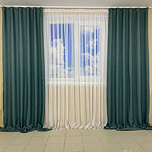 Готові штори Льон рогожка Бірюза, фото 2