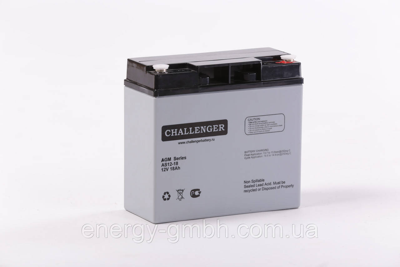 Акумуляторна батарея Challenger AS12-18, 12 В 18 А·год для ДБЖ