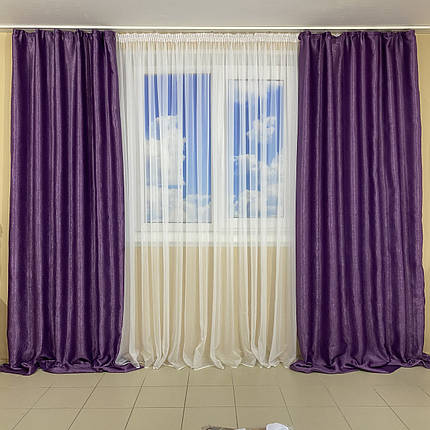 Комплект готових штор для спальні, дитячої, вітальні Блекаут-Софт Бузковий 250-18, фото 1