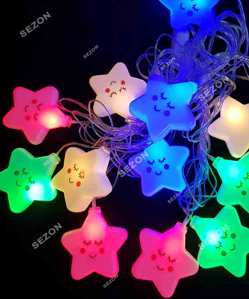 Гирлянда новогодняя Фигурки 12 LED, "Звездочка", 5м+ переходник, теплый белый