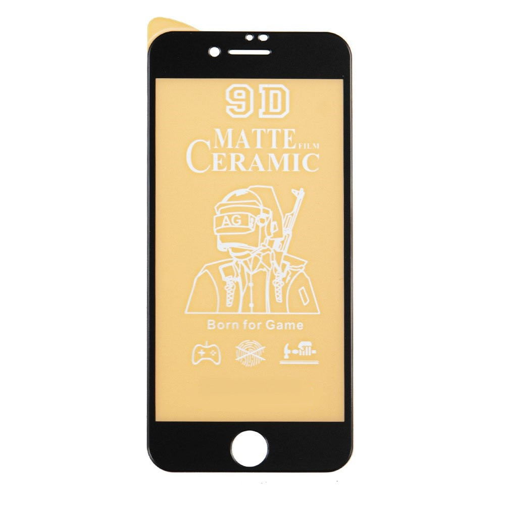 Захисне скло 9D Ceramics Matte для iPhone 6 Plus, 6s Plus матове чорне