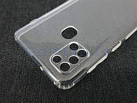 Чехол для Samsung A21s (A217) Silicone case прозрачный с заглушками + защита камеры KST тех.уп.